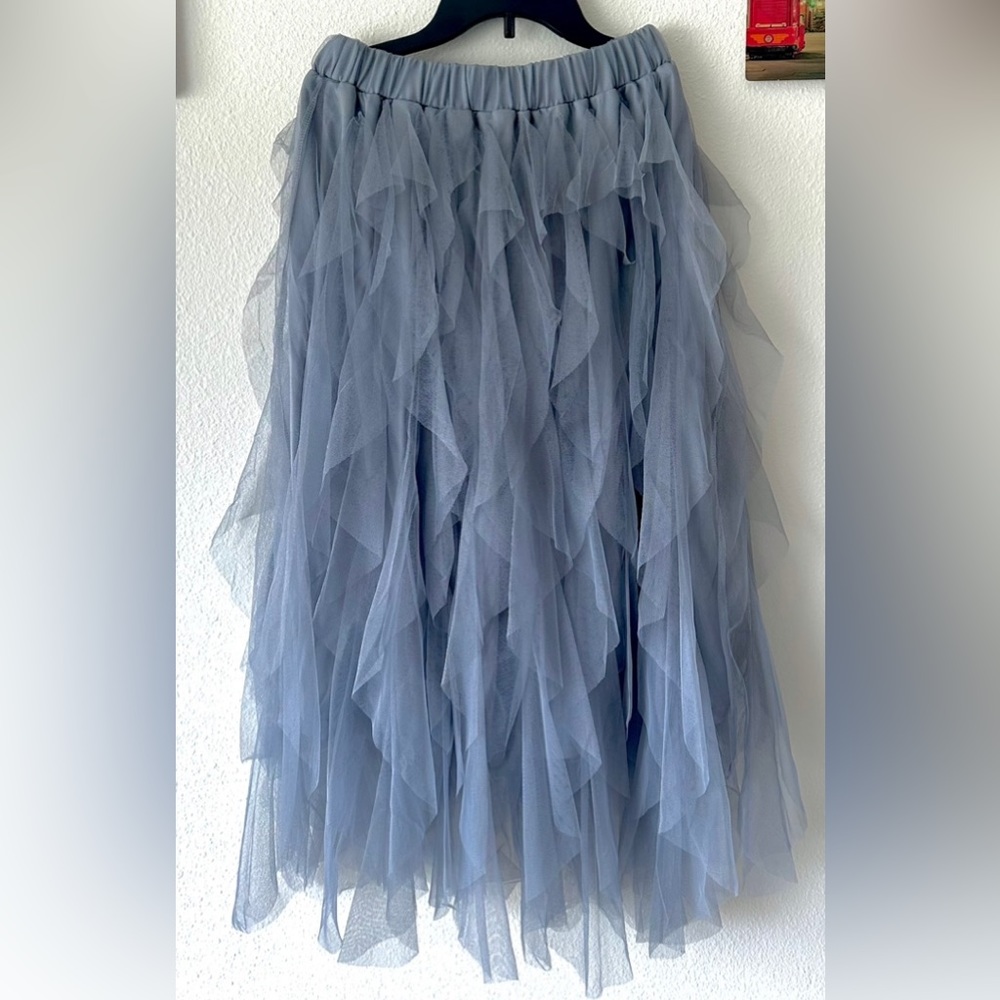 A-line Long Ruffle Tulle Skirt - Picture 4 of 6